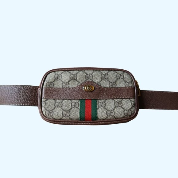 New Authentic Gucci - GG Supreme Coated Canvas and Leather Ophidia Belt Bag - Picture 2 of 15